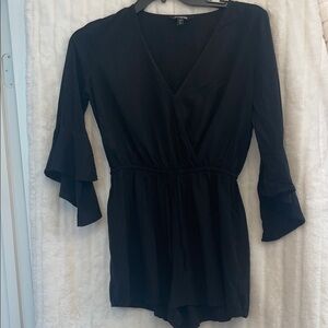 Express Elegant Black V-Neck Romper